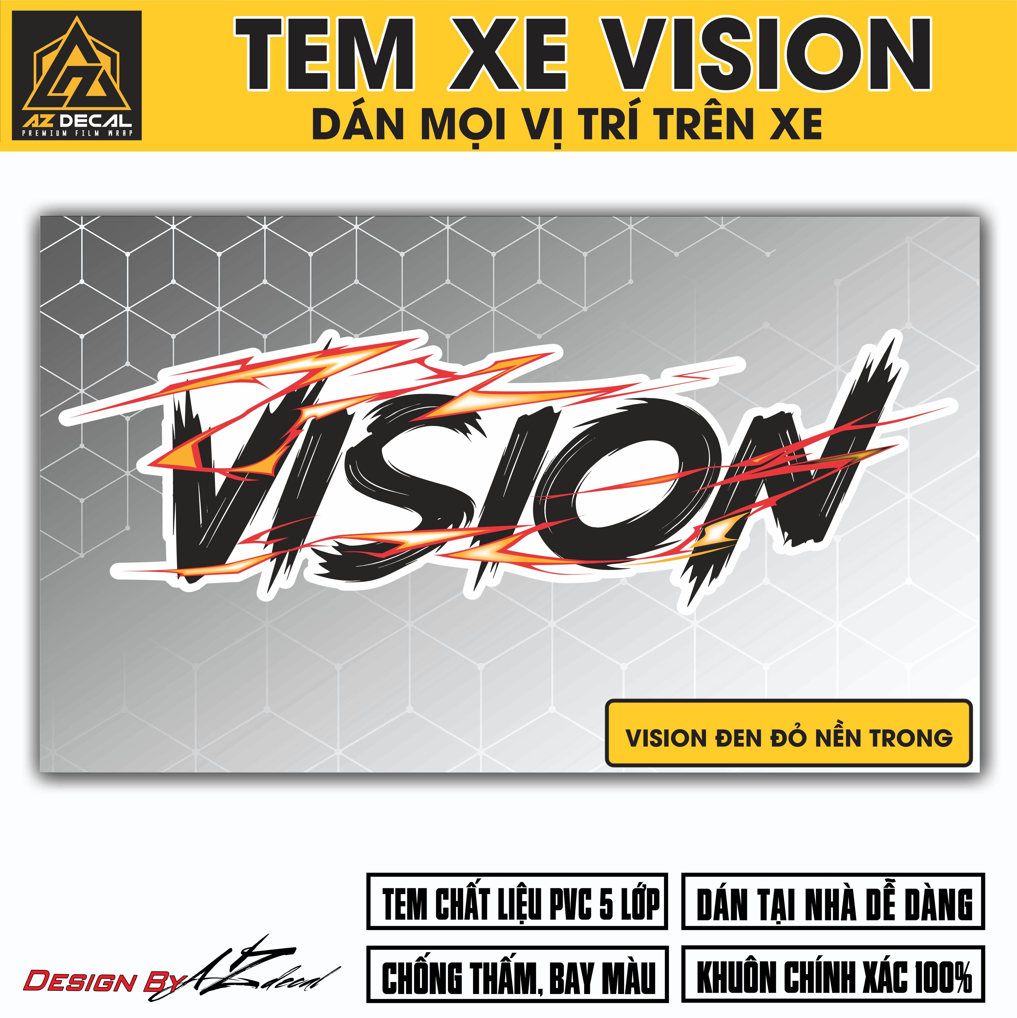 Tem Đa Vị Trí Xe Máy - Tia Sét Hãng Xe VISION ĐEN ĐỎ