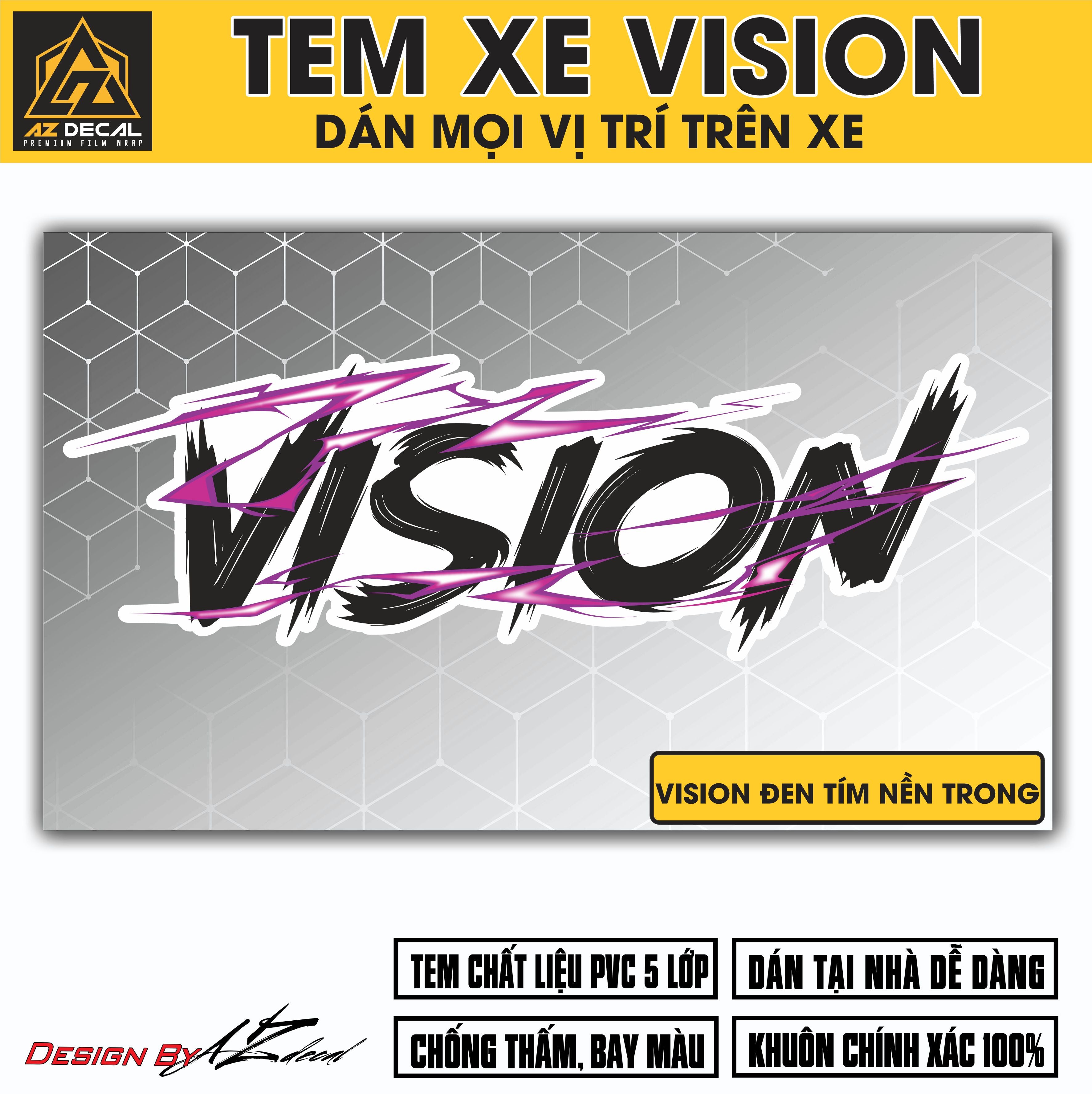 Tem Đa Vị Trí Xe Máy - Tia Sét Hãng Xe VISION ĐEN TÍM
