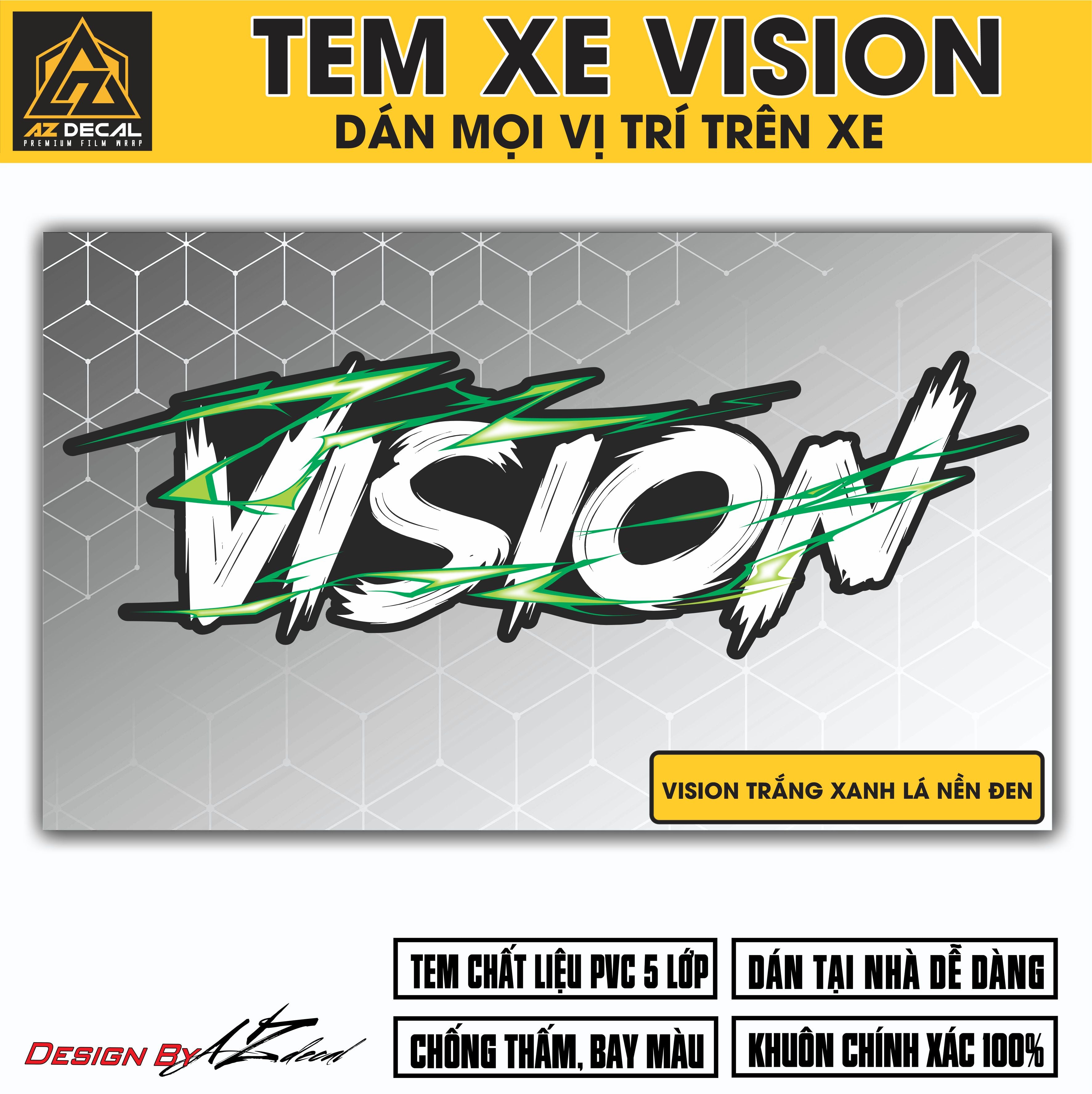 Tem Đa Vị Trí Xe Máy - Tia Sét Hãng Xe VISION TRẮNG XANH LÁ