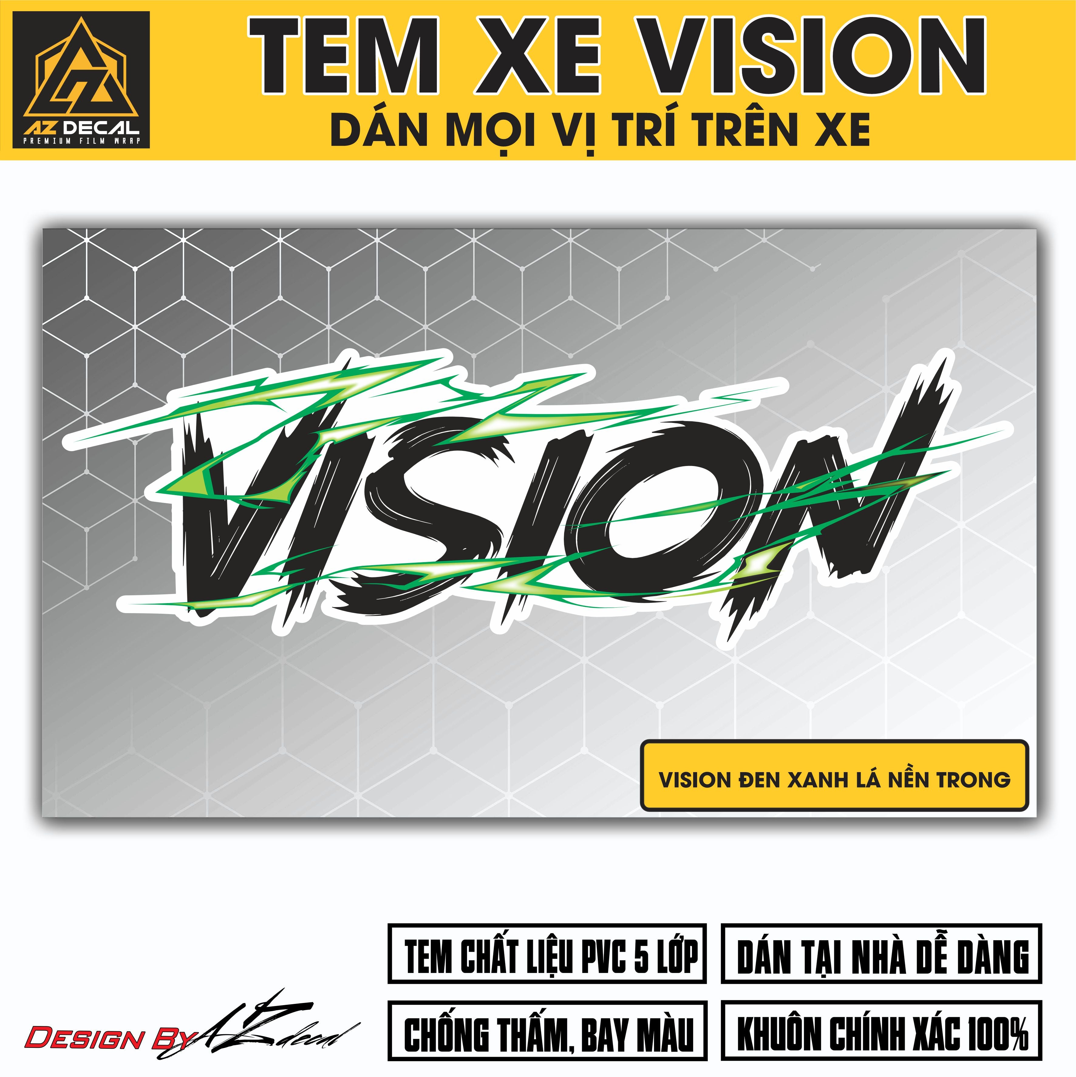 Tem Đa Vị Trí Xe Máy - Tia Sét Hãng Xe VISION ĐEN XANH LÁ