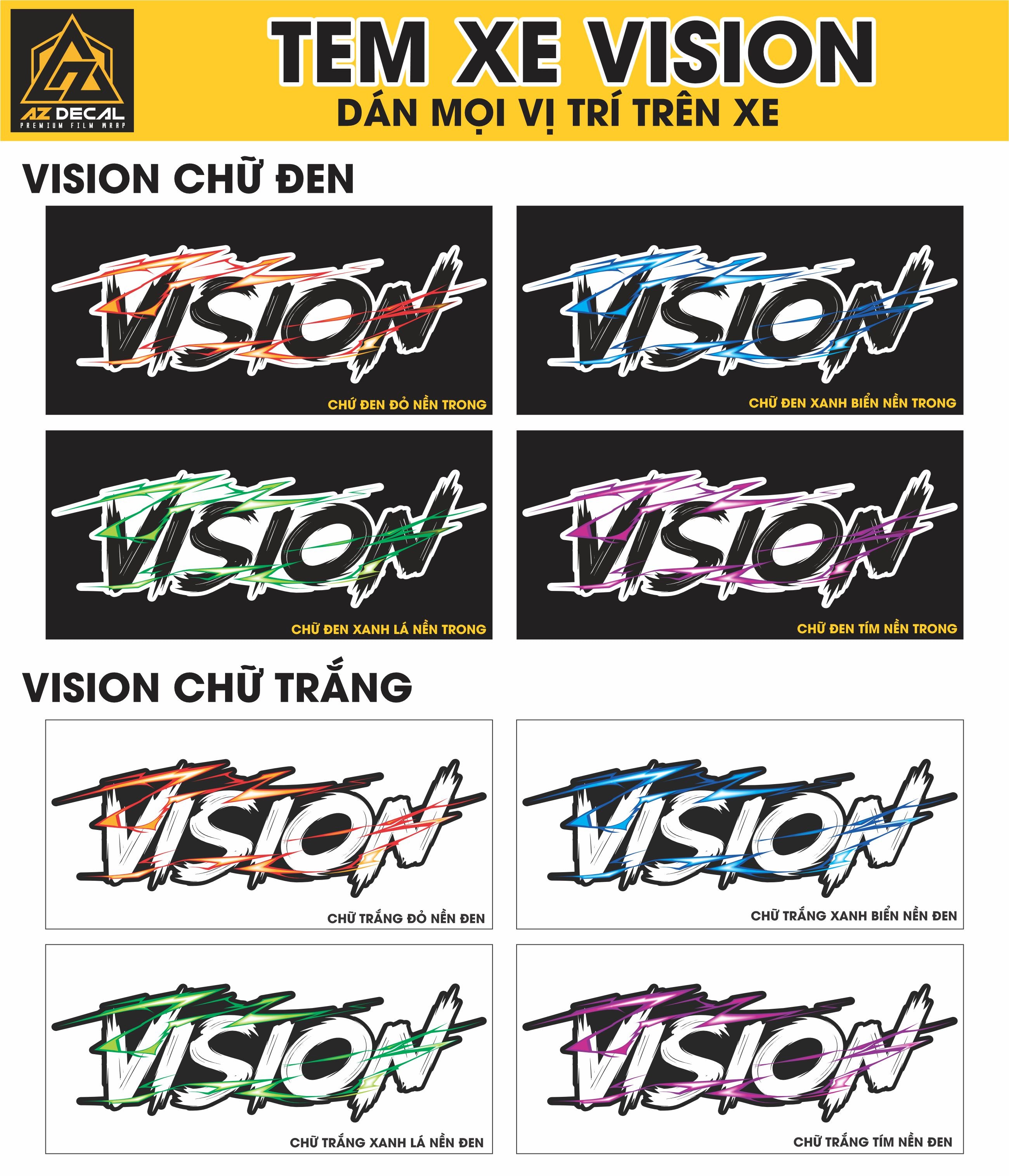 Tem Đa Vị Trí Xe Máy - Tia Sét Hãng Xe VISION