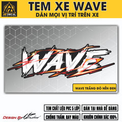 Tem Đa Vị Trí Xe Máy - Tia Sét Hãng Xe Wave trắng đỏ