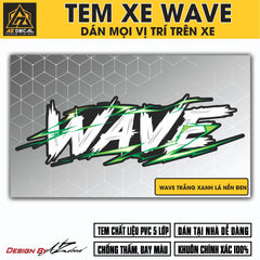 Tem Đa Vị Trí Xe Máy - Tia Sét Hãng Xe Wave trắng xanh lá