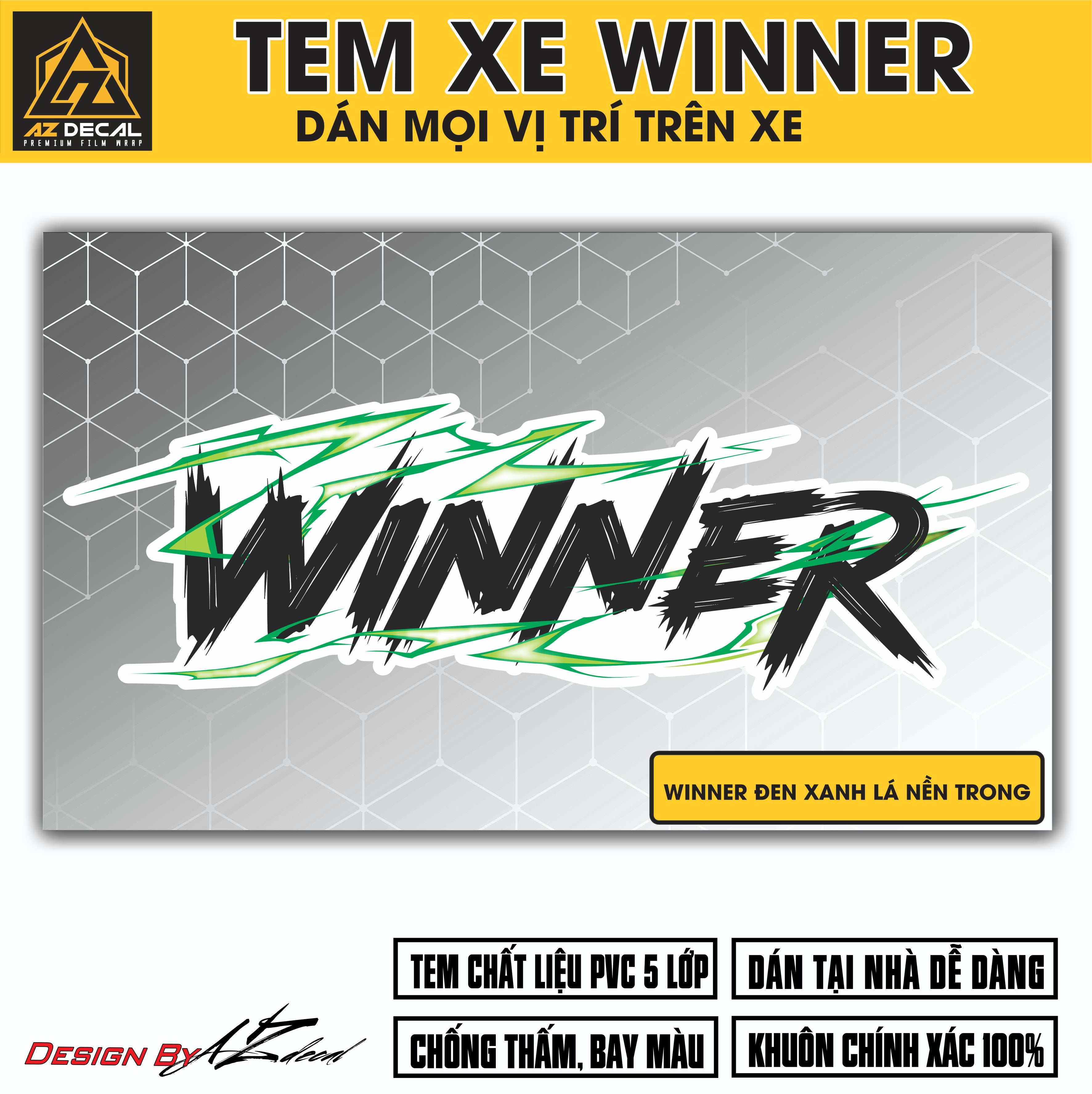 Tem Đa Vị Trí Xe Máy - Tia Sét Hãng Xe WINNER đen xanh lá