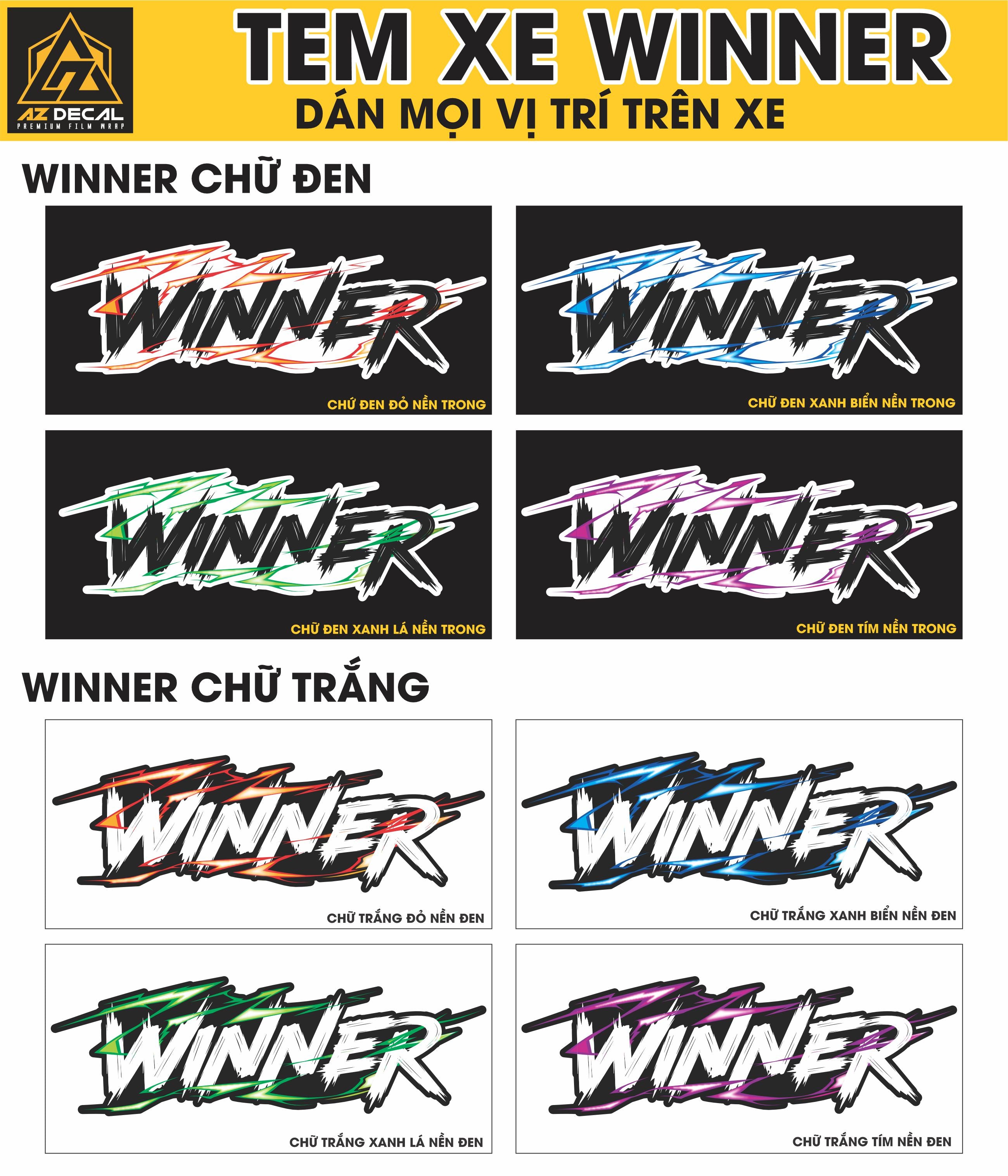 Tem Đa Vị Trí Xe Máy - Tia Sét Hãng Xe WINNER