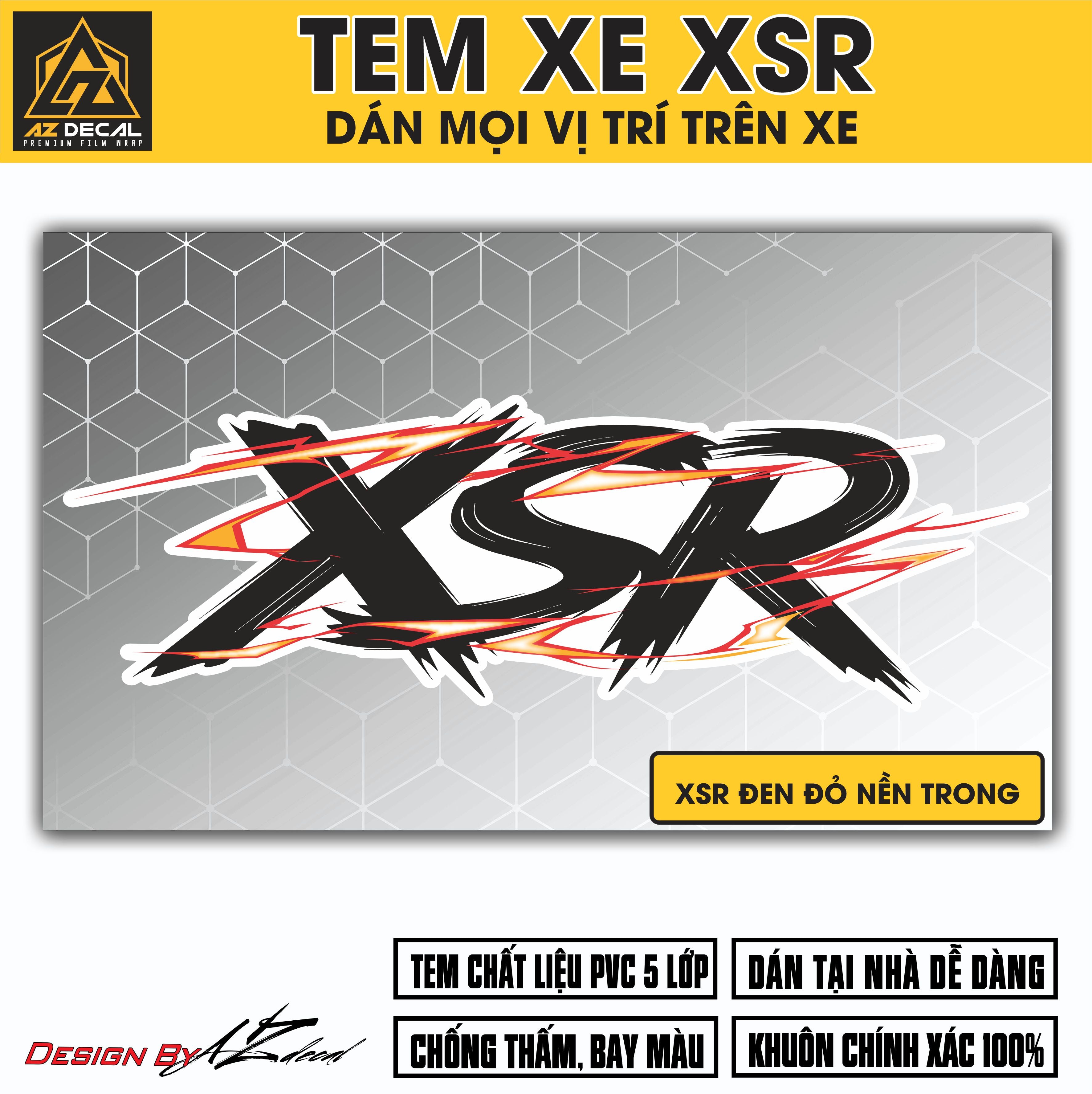 Tem Đa Vị Trí Xe Máy - Tia Sét Hãng Xe XSR ĐEN ĐỎ