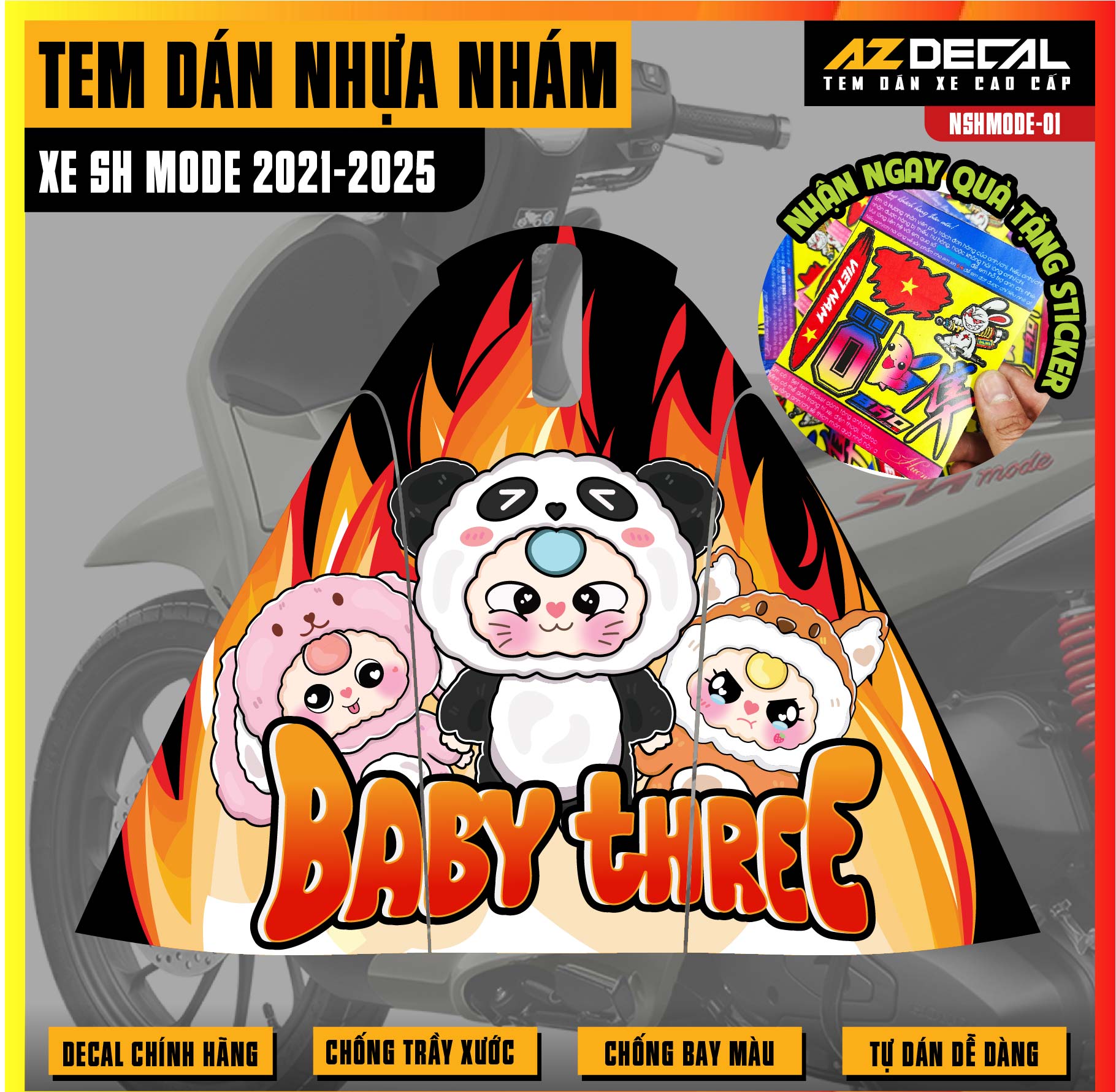 Tem nhựa nhám xe SH Mode - NSHMODE01