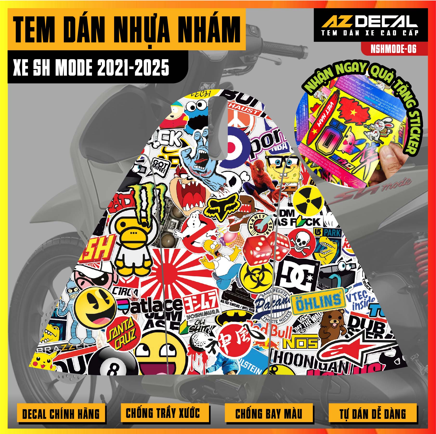 Tem nhựa nhám xe SH Mode - NSHMODE06