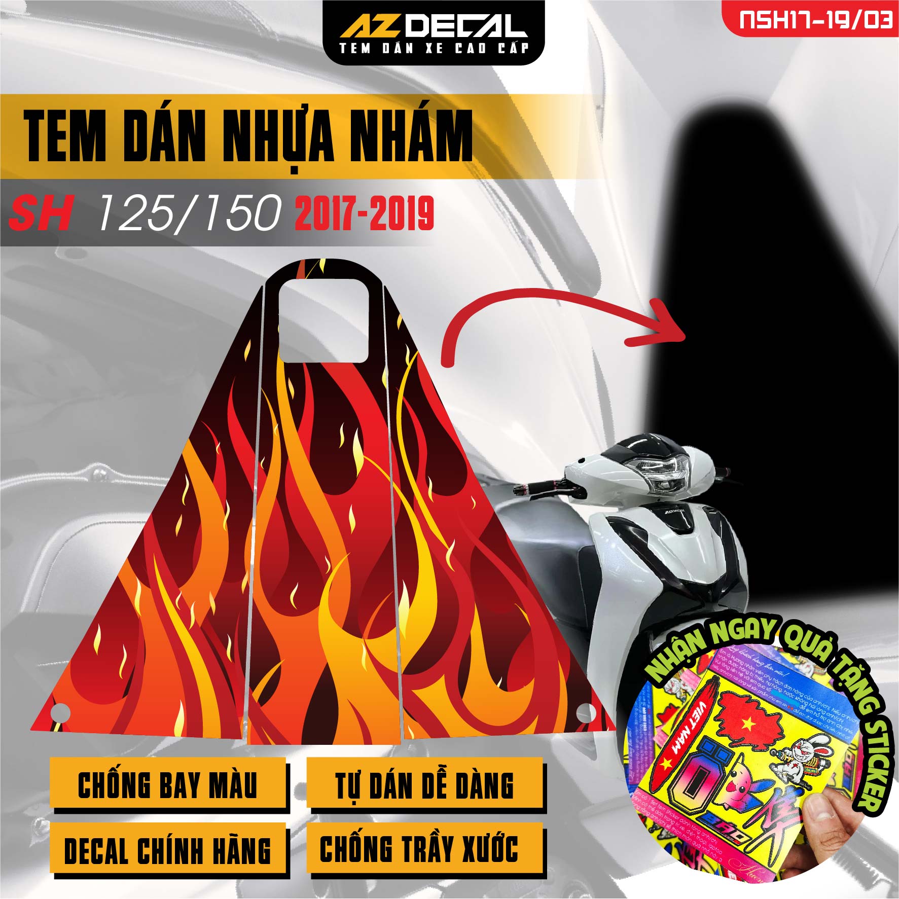 Tem nhựa nhám xe SH 2017-2019 - NSH03
