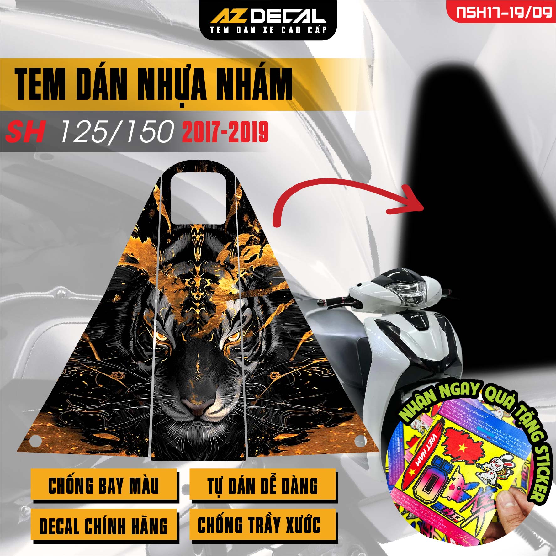 Tem nhựa nhám xe SH 2017-2019 - NSH09