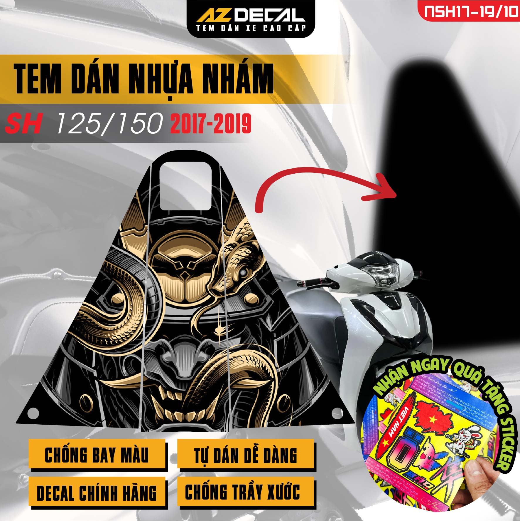 Tem nhựa nhám xe SH 2017-2019 - NSH10