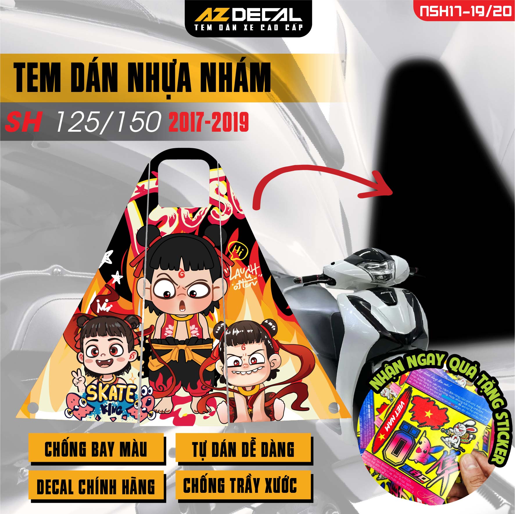 Tem nhựa nhám xe SH 2017-2019 - NSH20