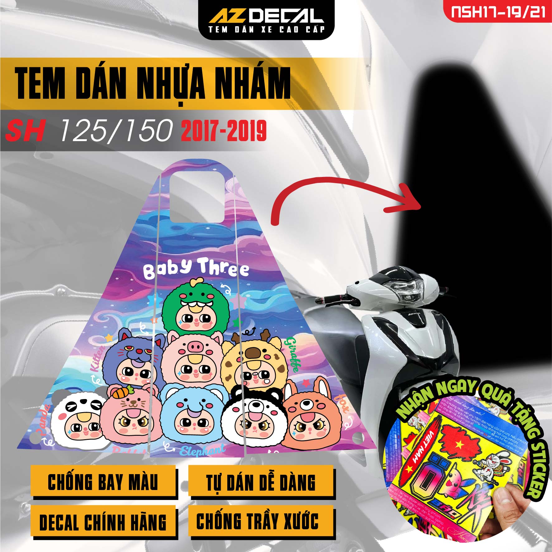 Tem nhựa nhám xe SH 2017-2019 - NSH21