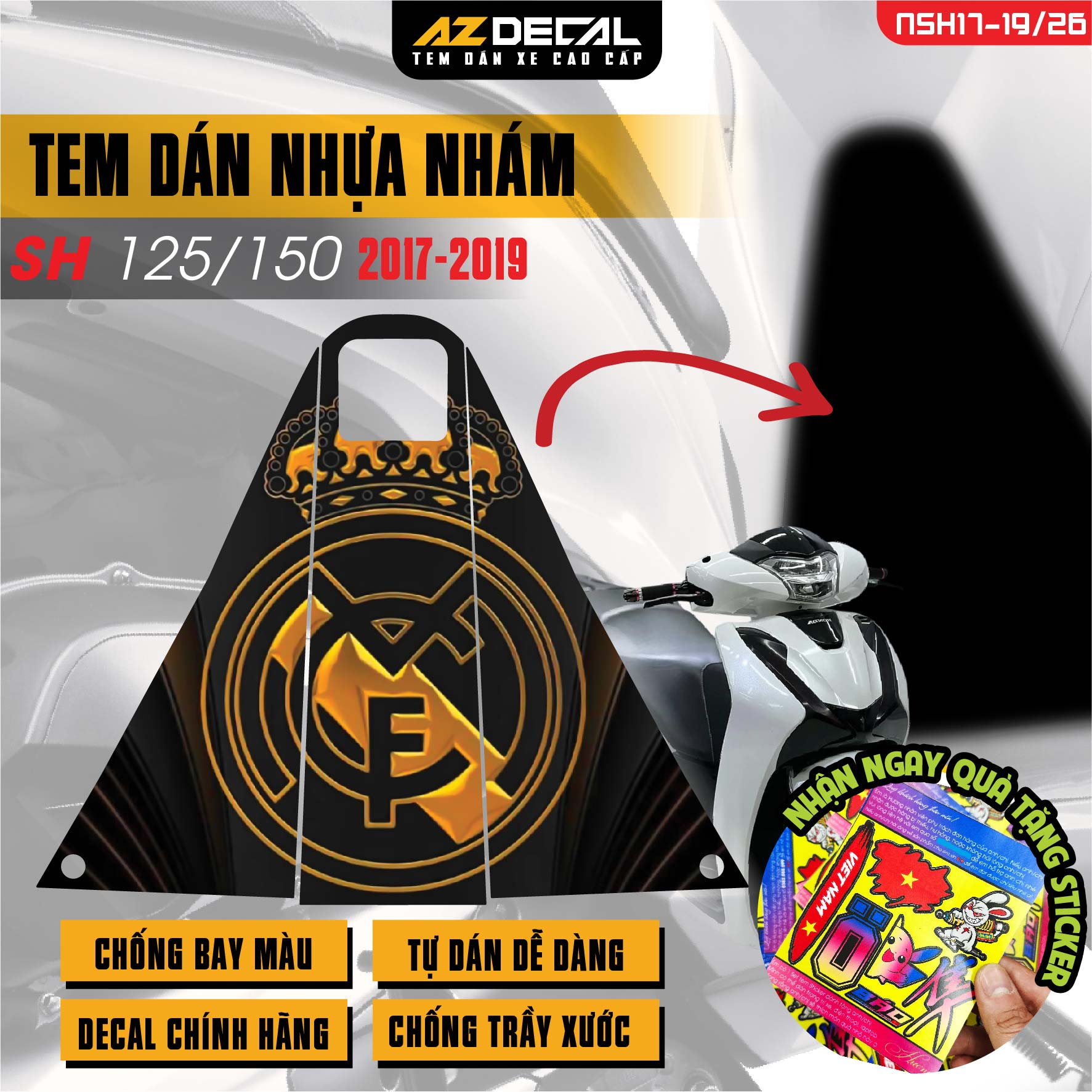 Tem nhựa nhám xe SH 2017-2019 - NSH26