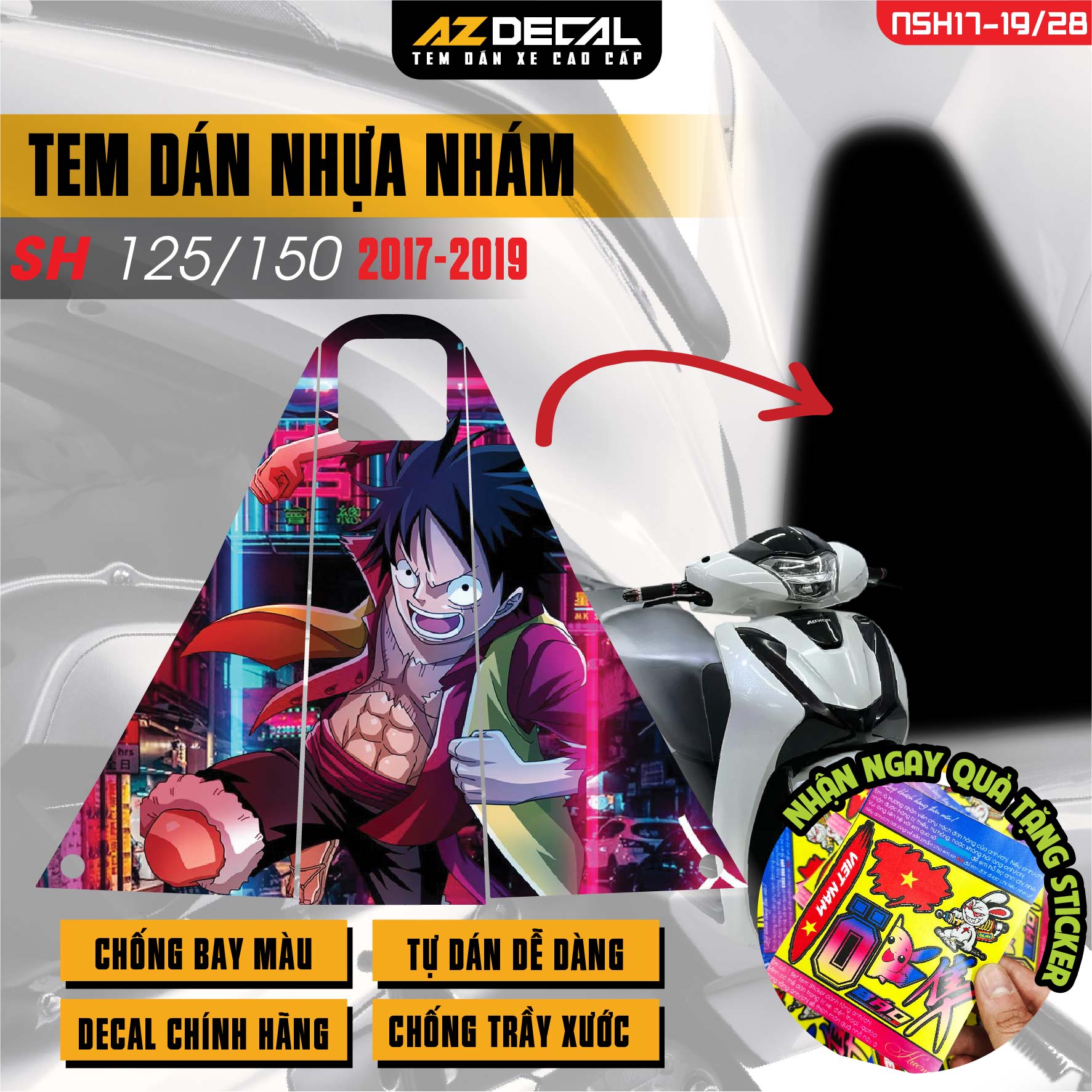 Tem nhựa nhám xe SH 2017-2019 - NSH28