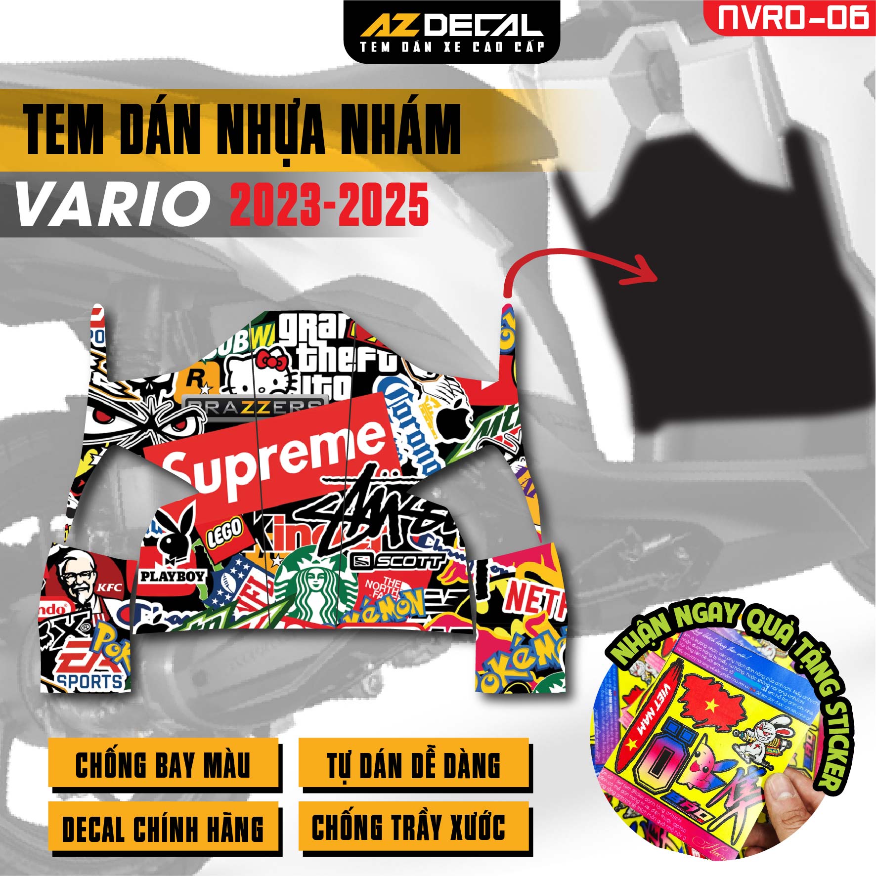 Tem nhựa nhám xe Vario - NVRO06