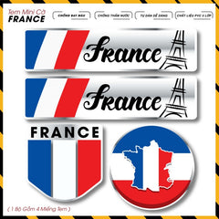 Sticker Dán Ô Tô, Xe Máy, Xe Điện, Xe Đạp, Mũ Bảo Hiểm | Tem Mini Cờ Quốc Gia - France