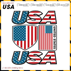 Sticker Dán Ô Tô, Xe Máy, Xe Điện, Xe Đạp, Mũ Bảo Hiểm | Tem Mini Cờ Quốc Gia - USA