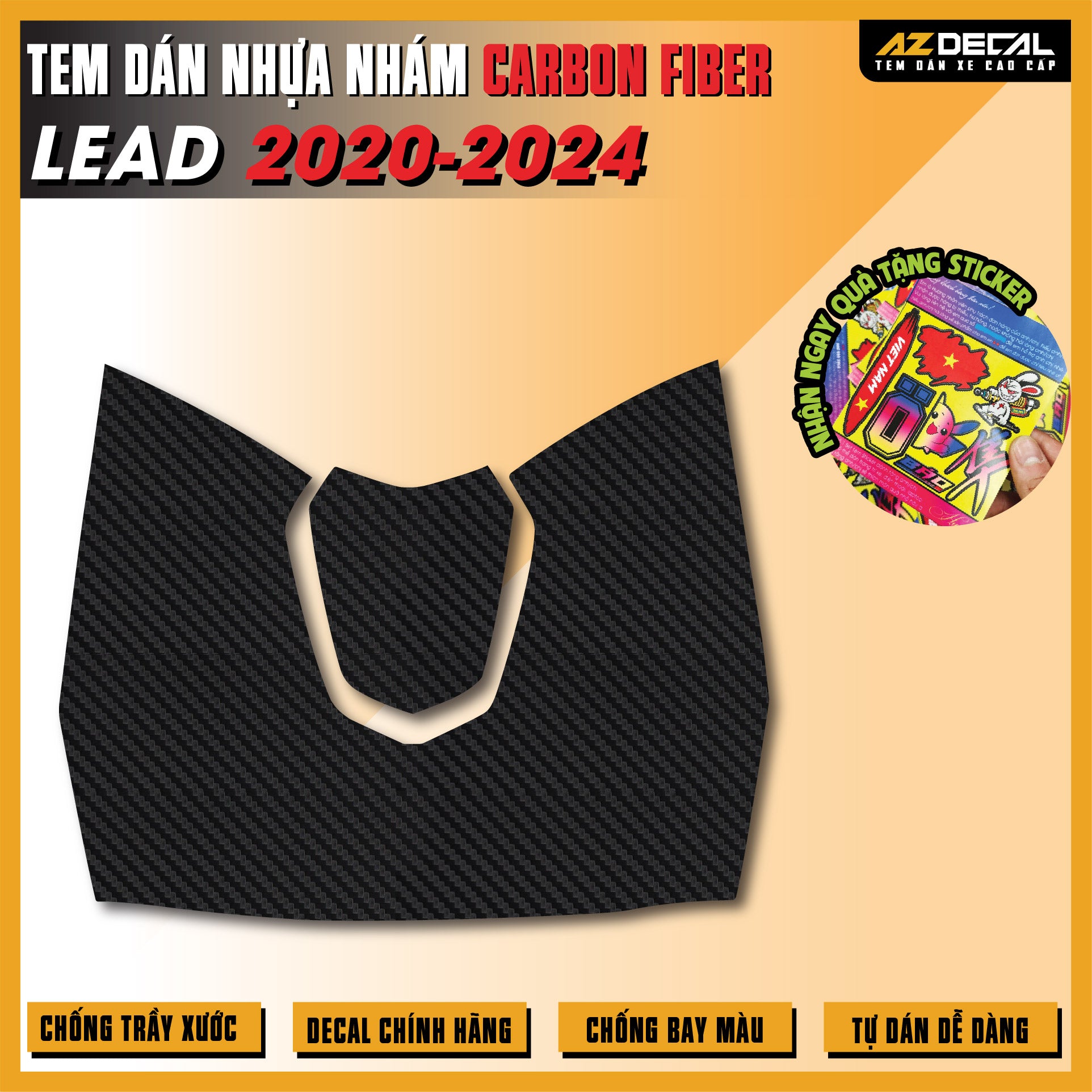 Tem Nhựa Nhám Carbon Fiber Lead
