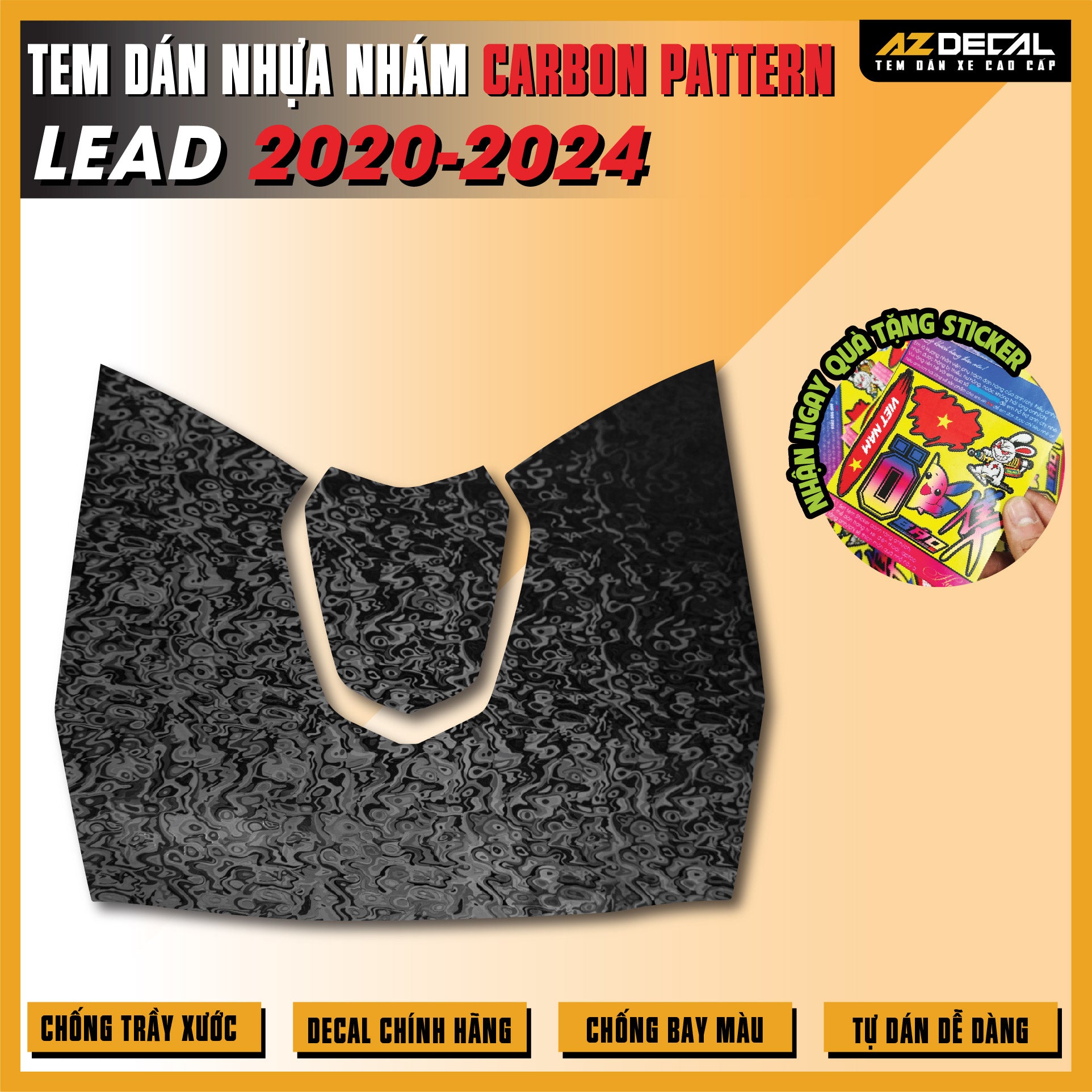 Tem Nhựa Nhám Carbon Pattern Lead