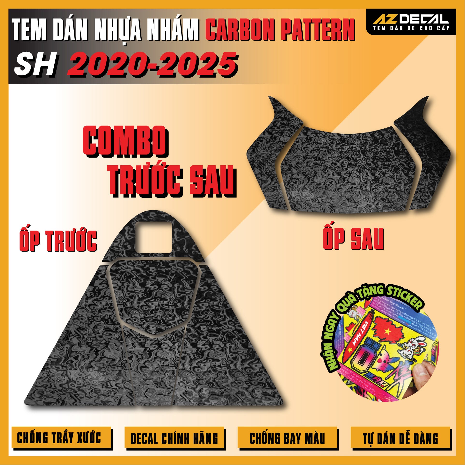 Tem Nhựa Nhám Carbon Pattern SH 2020-2025