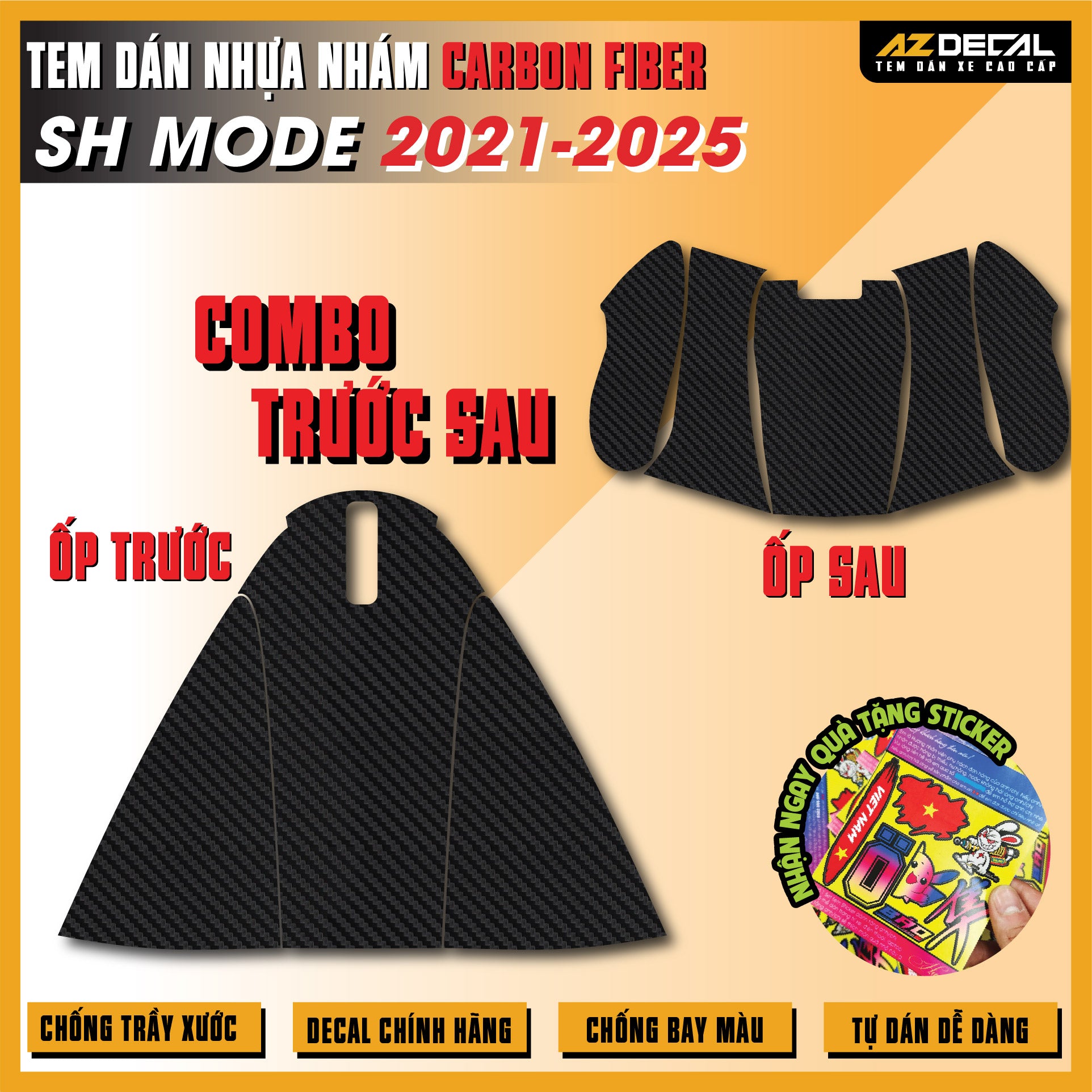 Tem Nhựa Nhám Carbon Fiber SH Mode 2021-2025