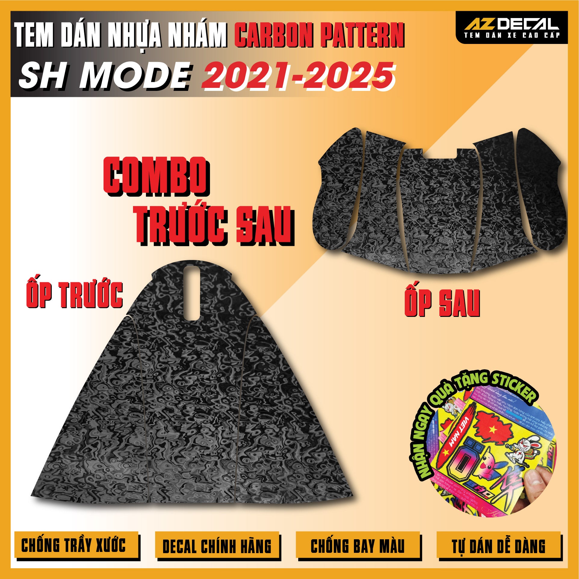 Tem Nhựa Nhám Carbon Pattern SH Mode 2021-2025