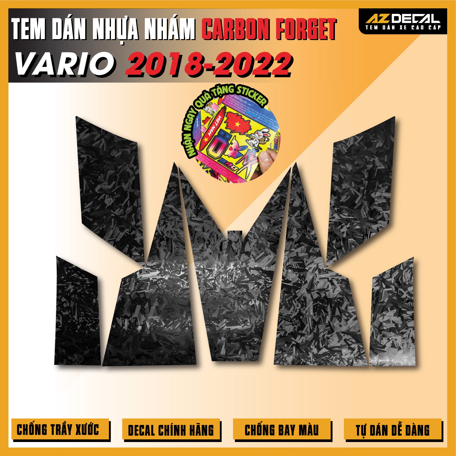 Tem Nhựa Nhám Carbon Forged Vario 2018-2022