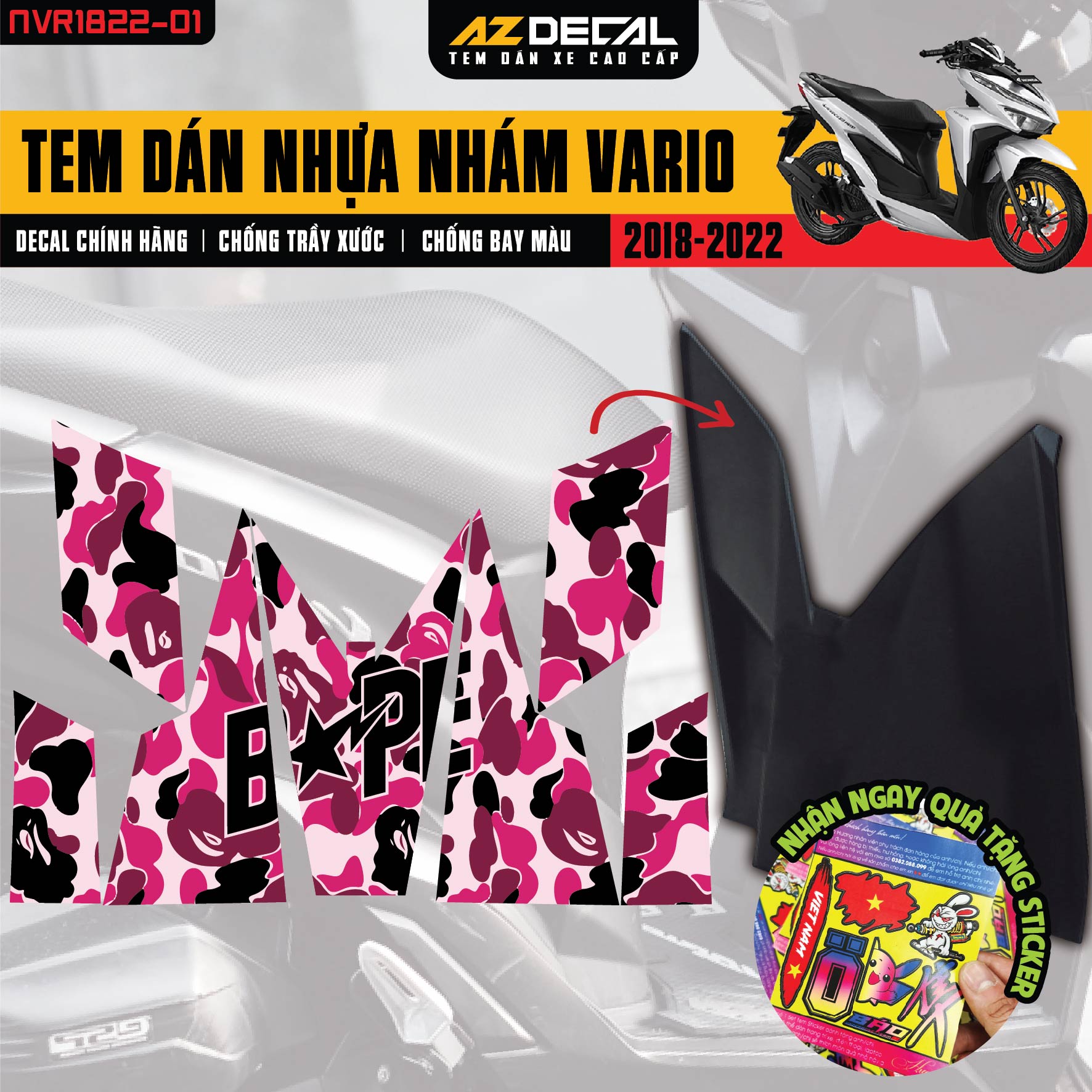 Tem nhựa nhám xe Vario 2018-2022 VR1822-01