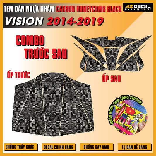 Tem Nhựa Nhám Carbon Honeycomb Black Vision 2014-2019