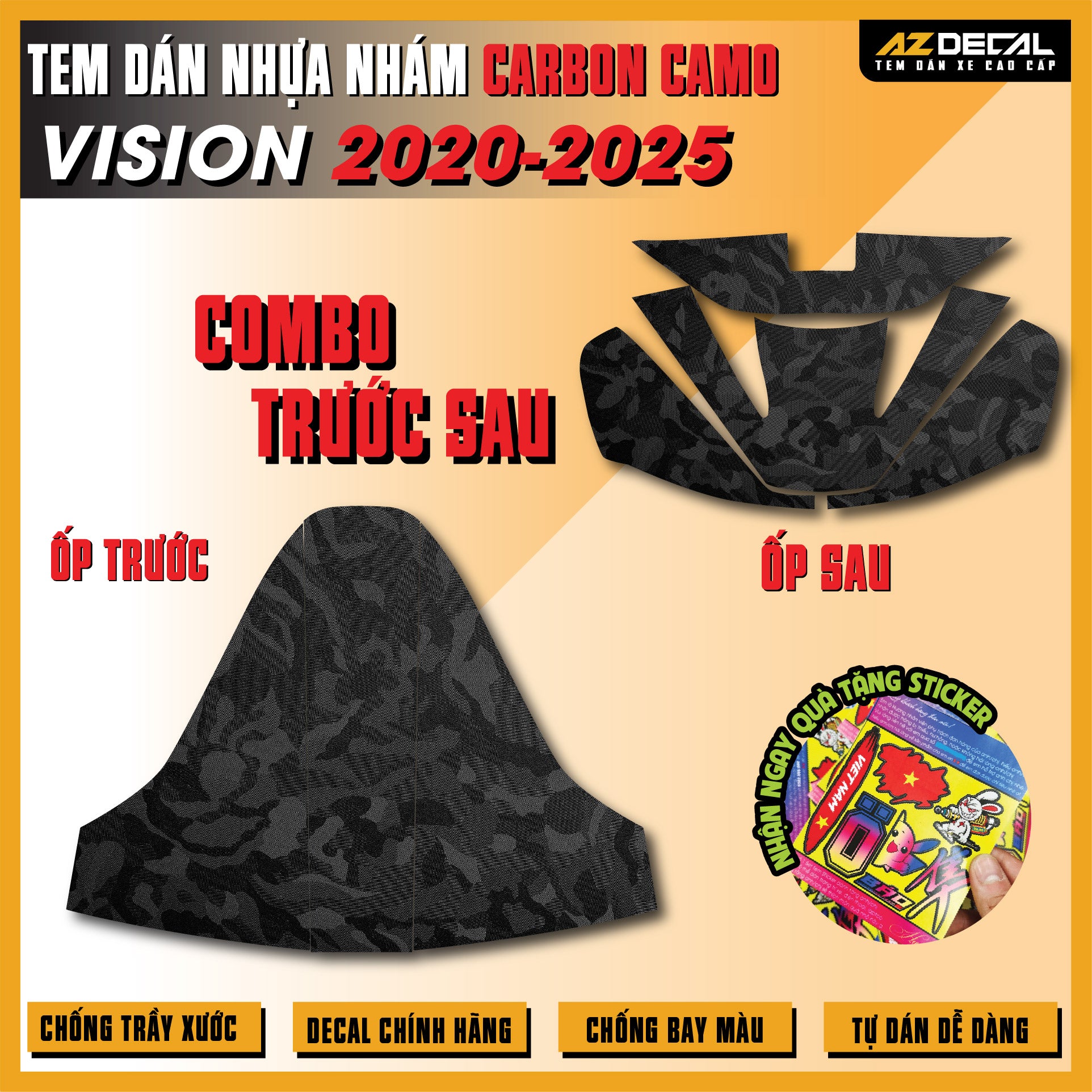 Tem Nhựa Nhám Carbon Camo Vision 2020-2025