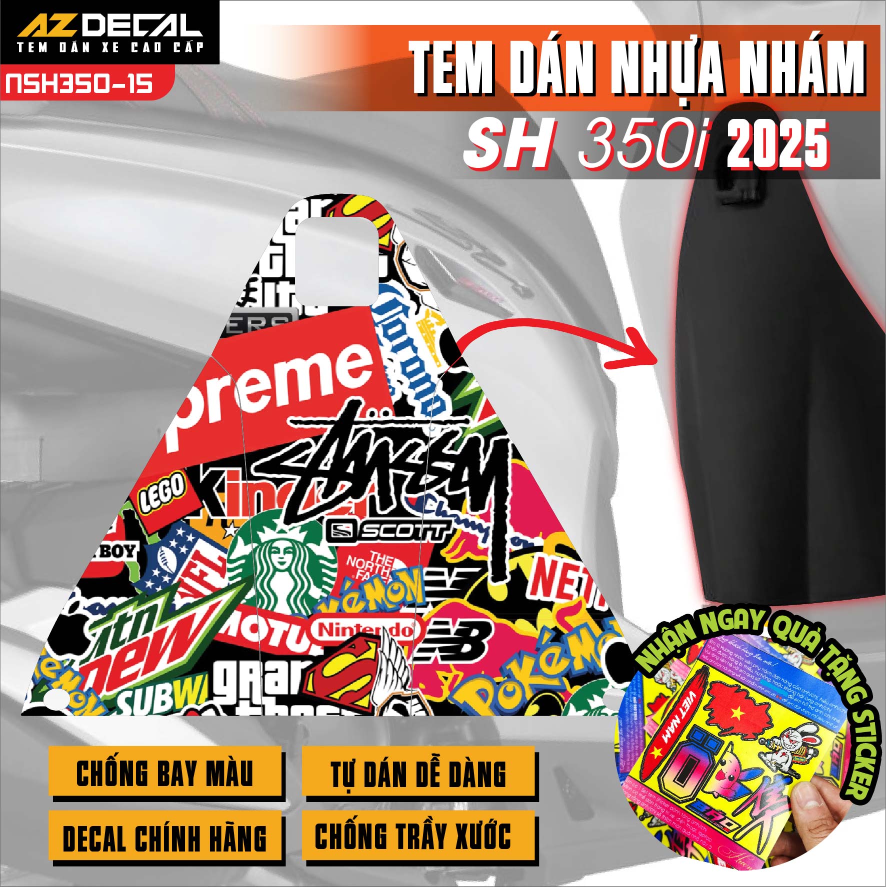 Tem nhựa nhám SH 350i NSH350-15