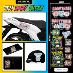 Sticker Tem Baby Three Dán Xe Máy, Xe Điện, Mũ Bảo Hiểm | CB-BABYTHREE-01