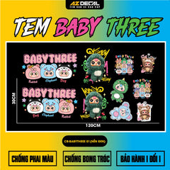 Sticker Tem Baby Three Dán Xe Máy, Xe Điện, Mũ Bảo Hiểm | CB-BABYTHREE-01