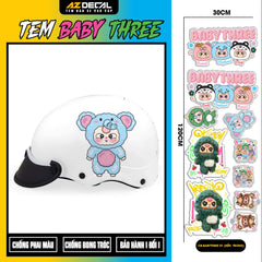 Sticker Tem Baby Three Dán Xe Máy, Xe Điện, Mũ Bảo Hiểm | CB-BABYTHREE-01