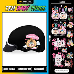 Sticker Tem Baby Three Dán Xe, Mũ Bảo Hiểm | CB-BABYTHREE-02