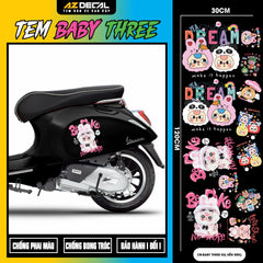 Sticker Tem Baby Three Dán Xe, Mũ Bảo Hiểm | CB-BABYTHREE-02