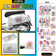 Sticker Tem Baby Three Dán Xe, Mũ Bảo Hiểm | CB-BABYTHREE-02