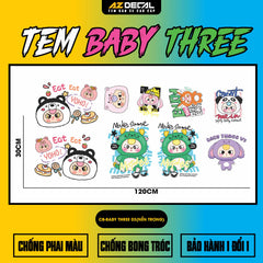 Sticker Tem Baby Three Dán Xe, Mũ Bảo Hiểm | CB-BABYTHREE-03