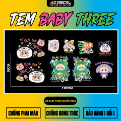 Sticker Tem Baby Three Dán Xe, Mũ Bảo Hiểm | CB-BABYTHREE-03