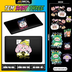 Sticker Tem Baby Three Dán Xe, Mũ Bảo Hiểm | CB-BABYTHREE-03