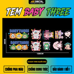Sticker Tem Baby Three Dán Xe, Mũ Bảo Hiểm | CB-BABYTHREE-04