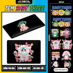 Sticker Tem Baby Three Dán Xe, Mũ Bảo Hiểm | CB-BABYTHREE-04