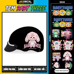 Sticker Tem Baby Three Dán Xe, Mũ Bảo Hiểm | CB-BABYTHREE-04