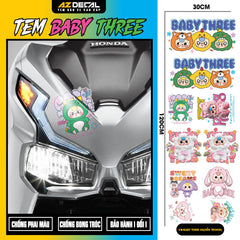 Sticker Tem Baby Three Dán Xe, Mũ Bảo Hiểm | CB-BABYTHREE-04