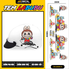 Sticker Tem Labubu Dán Xe, Mũ Bảo Hiểm | CB-LABUBU-01