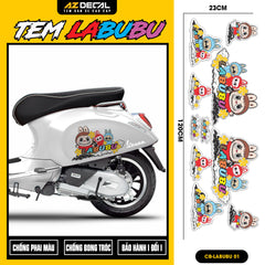 Sticker Tem Labubu Dán Xe, Mũ Bảo Hiểm | CB-LABUBU-01