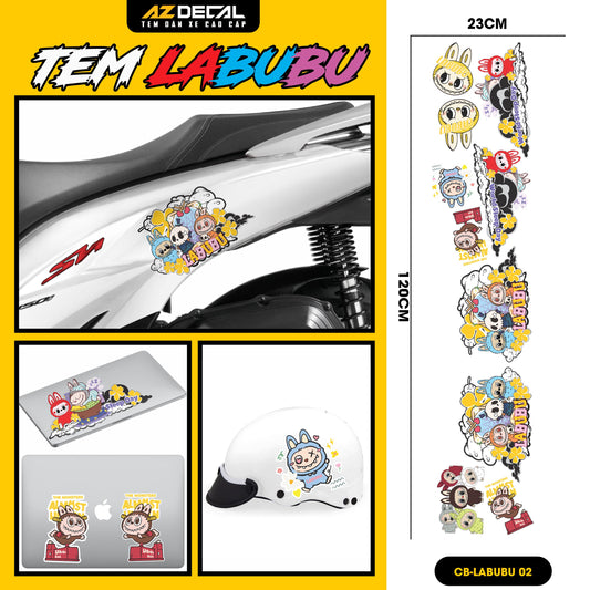 Sticker Tem Labubu Dán Xe, Mũ Bảo Hiểm | CB-LABUBU-02