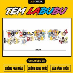 Sticker Tem Labubu Dán Xe, Mũ Bảo Hiểm | CB-LABUBU-02