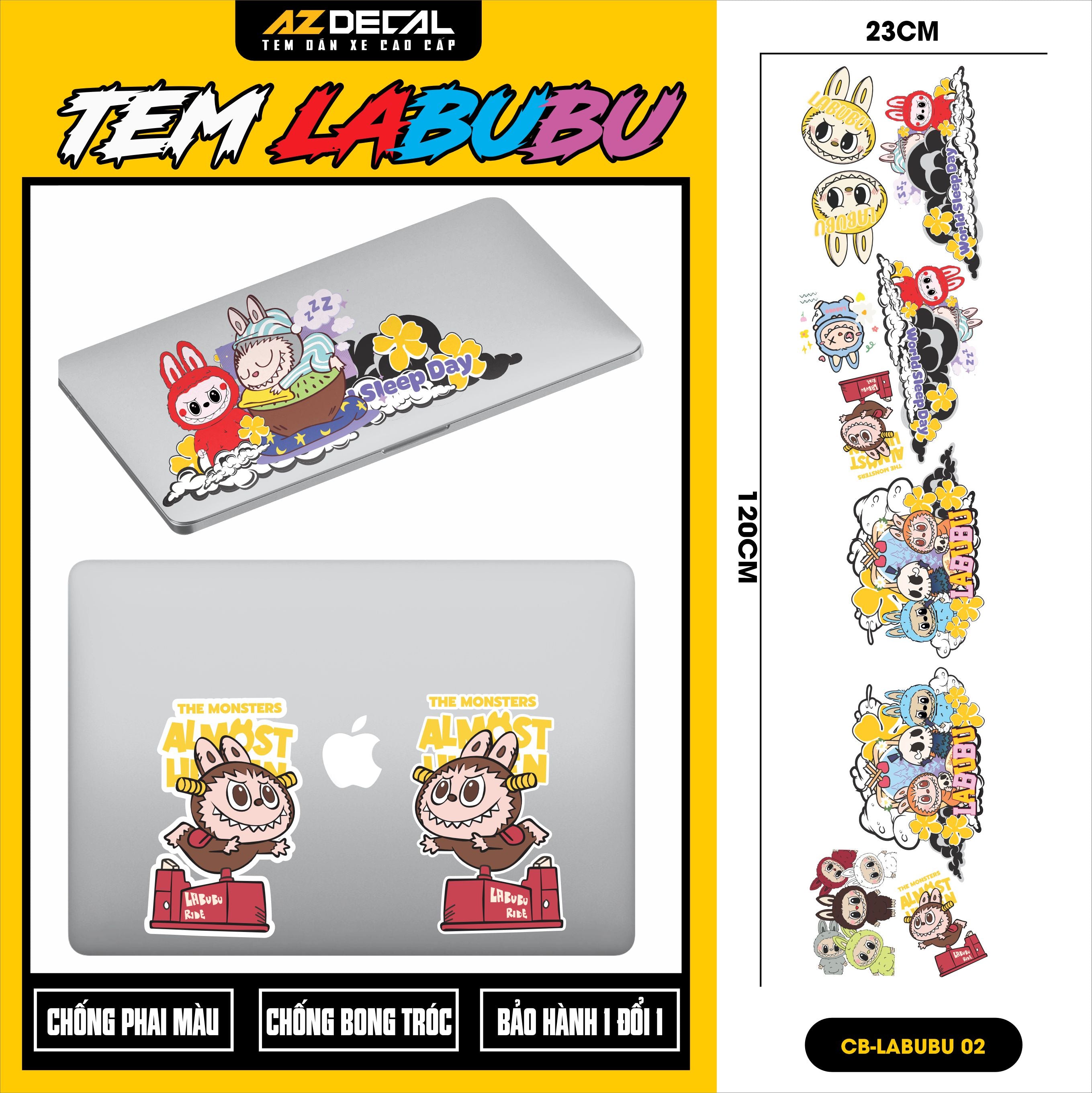 Sticker Tem Labubu Dán Xe, Mũ Bảo Hiểm | CB-LABUBU-02